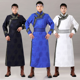 蒙古族服装 蒙古袍少数民族演出服传统蒙古长袍蒙族新郎服 男士