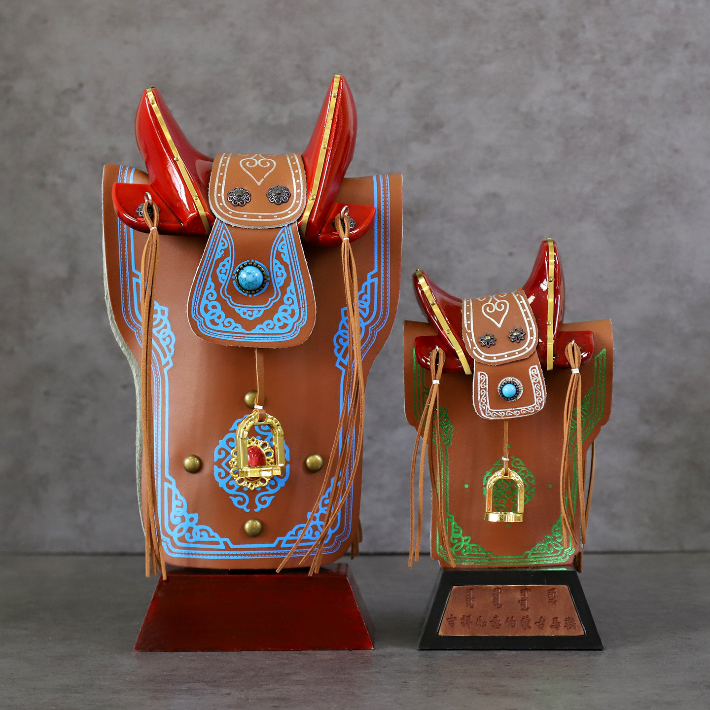 内蒙古真皮马鞍手工摆件纪念品