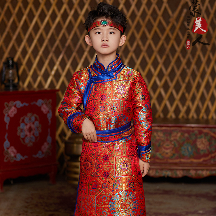 蒙古族男童蒙古袍长袍演出服