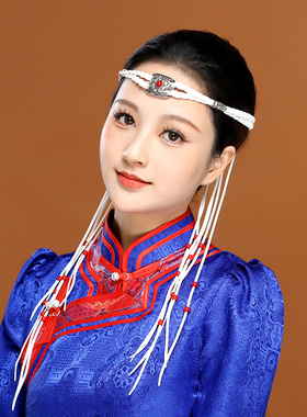 蒙古元素发绳蒙古族头饰头带男女民族风额头饰品可调节长流苏发带