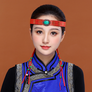 蒙古族头饰男女通用少数民族发带可调节手工民族舞蹈演出发绳头带