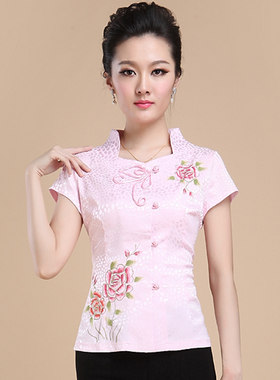 唐装女夏装民族风工服制服茶艺师