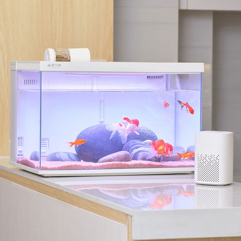 画法几何鱼缸客厅桌面办公桌玻璃背滤水族箱智能S600小米wifi可控