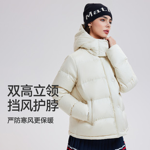 lulu羽绒服女泡芙五格保暖外套加厚连帽宽松上衣防风拒水夹克冬季