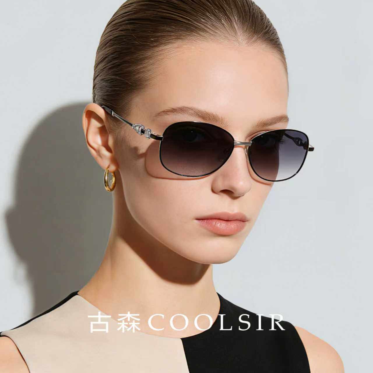 新款时尚镶钻女款眼镜遮阳眼镜612女士偏光太阳镜双色墨镜太阳镜