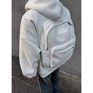 灰色短款卫衣外套女2025新款春秋薄款初秋早秋连帽拉链开衫潮