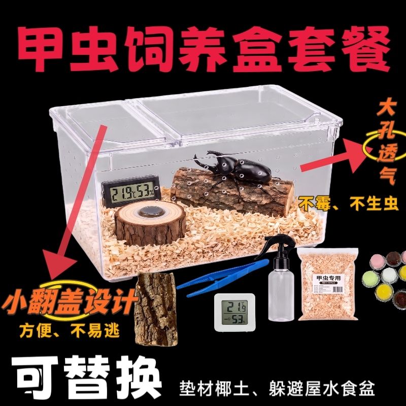 独角仙饲养箱套装爬虫蜗牛小型昆虫幼虫造景套餐大扁锹甲虫饲养盒