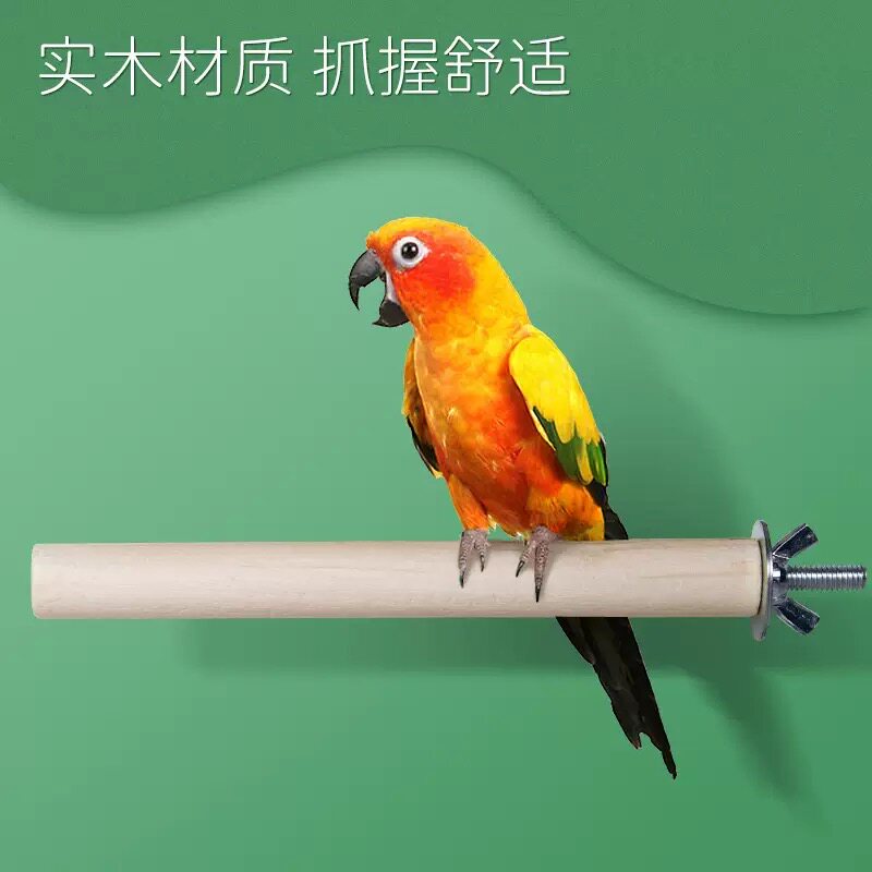 鸟用实木站杆鸟笼带螺丝站棍虎皮鸟笼配件鹦鹉站架啃咬栖杠鸟用品