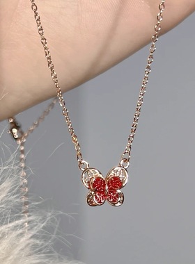 爆款花丝蝴蝶项链女ins轻奢吊坠锁骨链珐琅甜美风百搭饰品