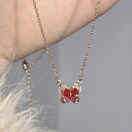 爆款花丝蝴蝶项链女ins轻奢吊坠锁骨链珐琅甜美风百搭饰品