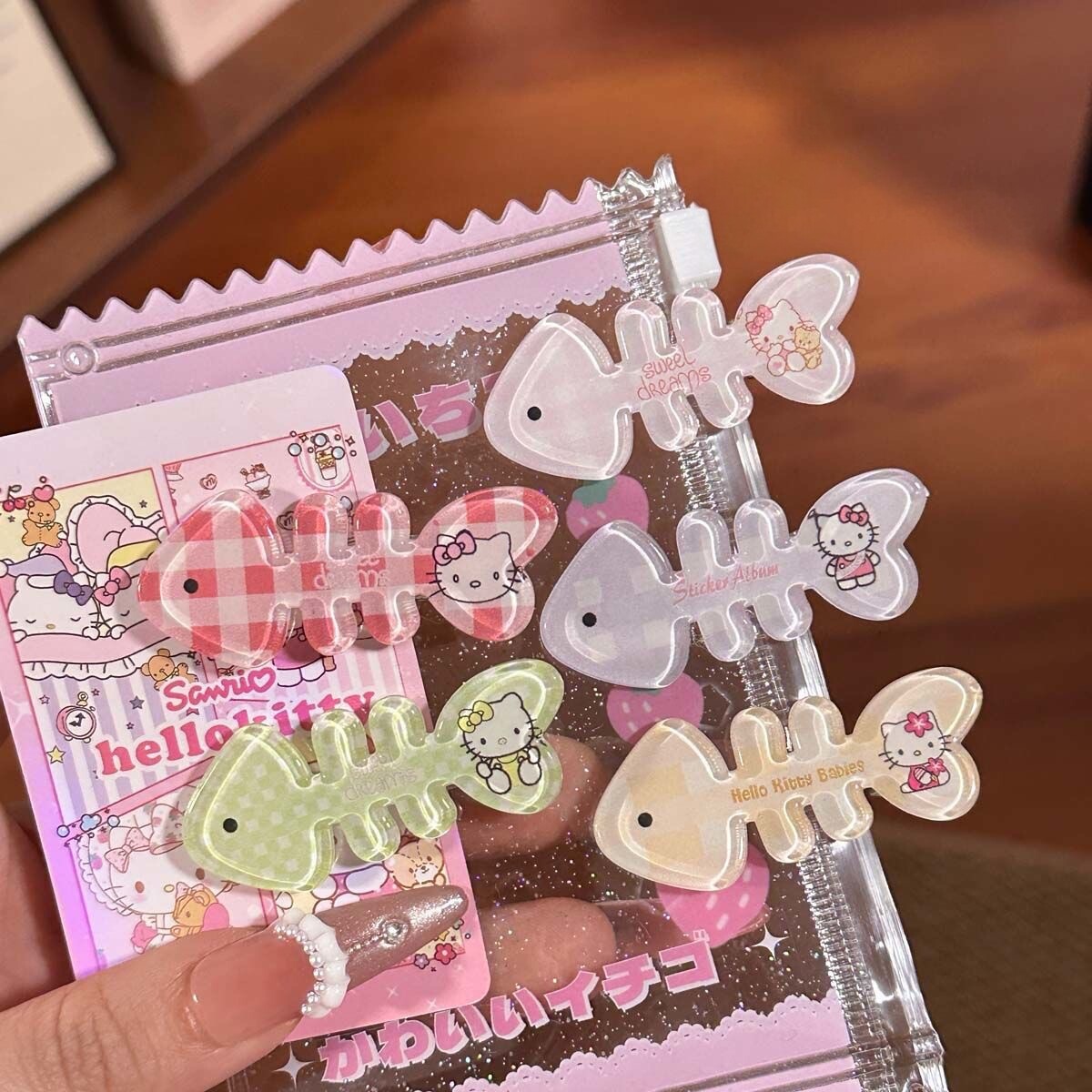 复古卡通猫咪鱼骨发夹少女心