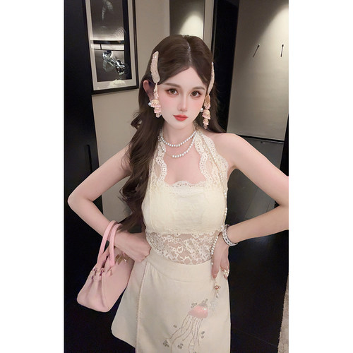 【浮云织梦】 挂脖蕾丝小背心女百搭蕾丝抹胸吊带
