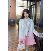 外套女短裤 郭郭原创渐变粉色设计感西装 两件套装 白玉海棠