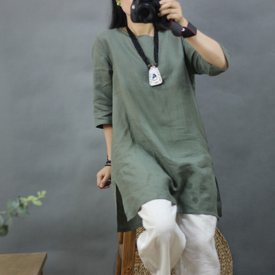 原创棉麻女装复古苎麻衬衣
