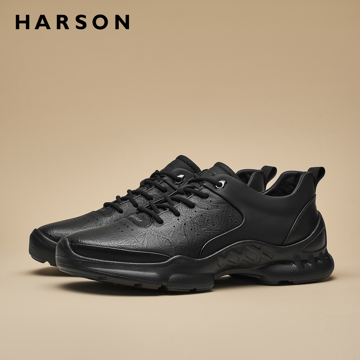 哈森男鞋秋季新款厚底运动皮鞋