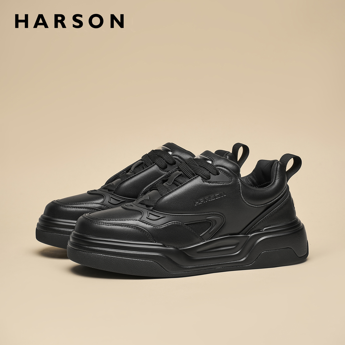 哈森秋季男鞋厚底时尚休闲鞋