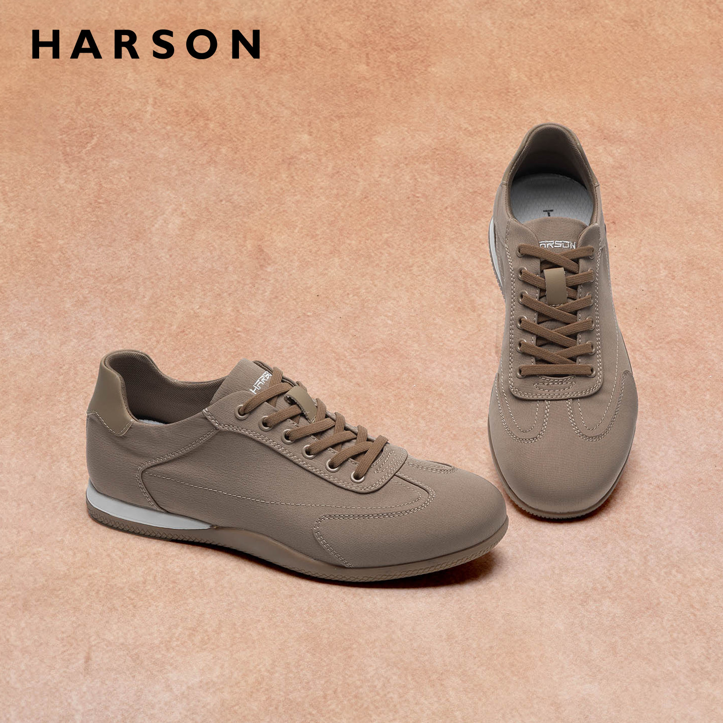 哈森新款夏季男鞋复古薄底德训鞋男老钱风男士休闲鞋子透气帆布鞋