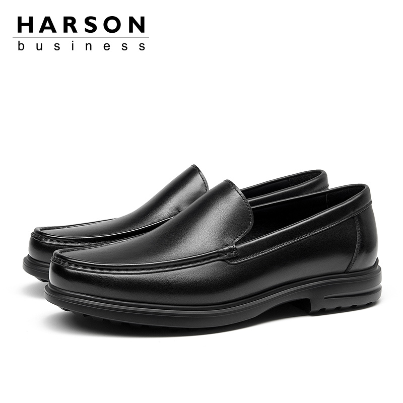 哈森男鞋新款百搭软底休闲皮鞋