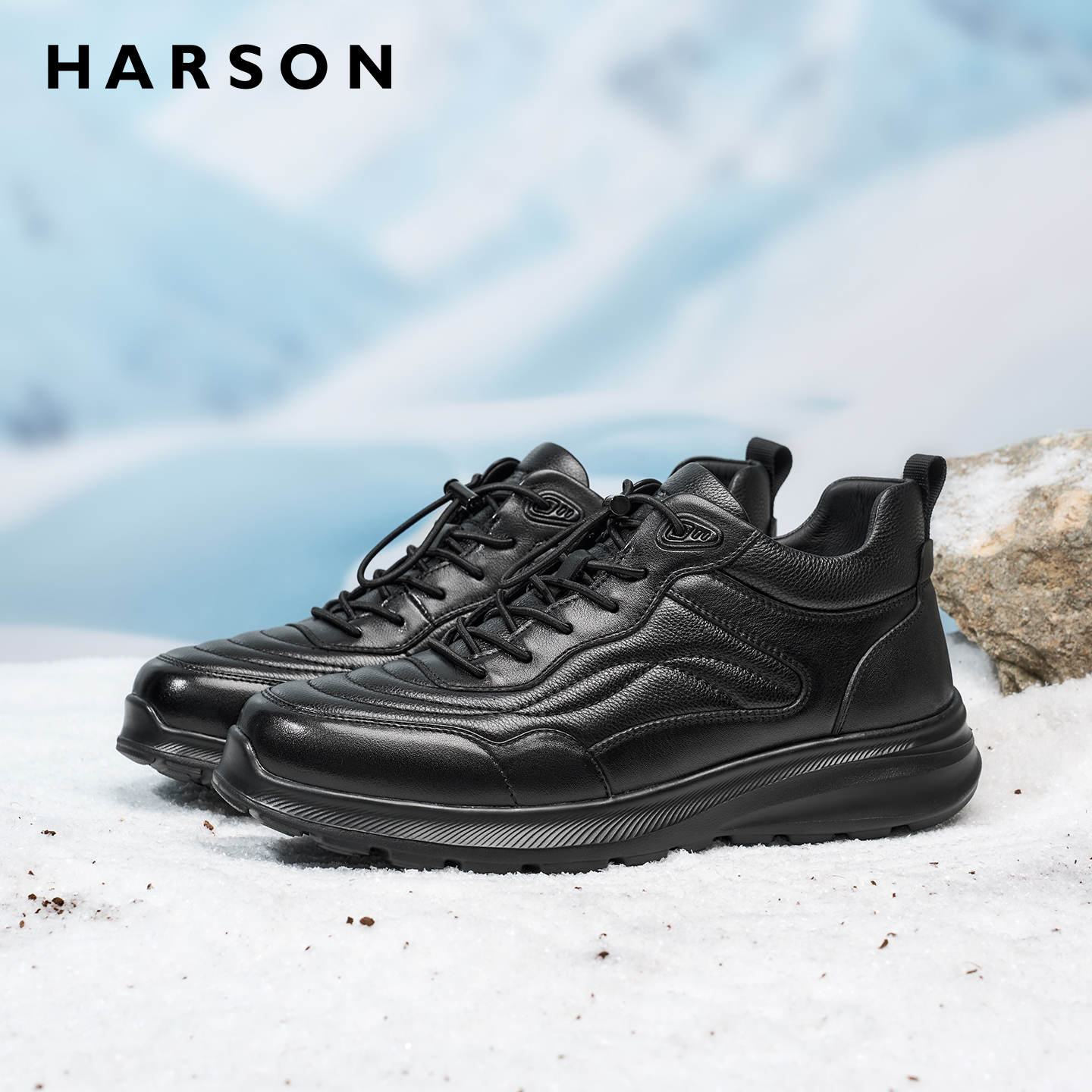 哈森冬季加绒男鞋新款东北真皮