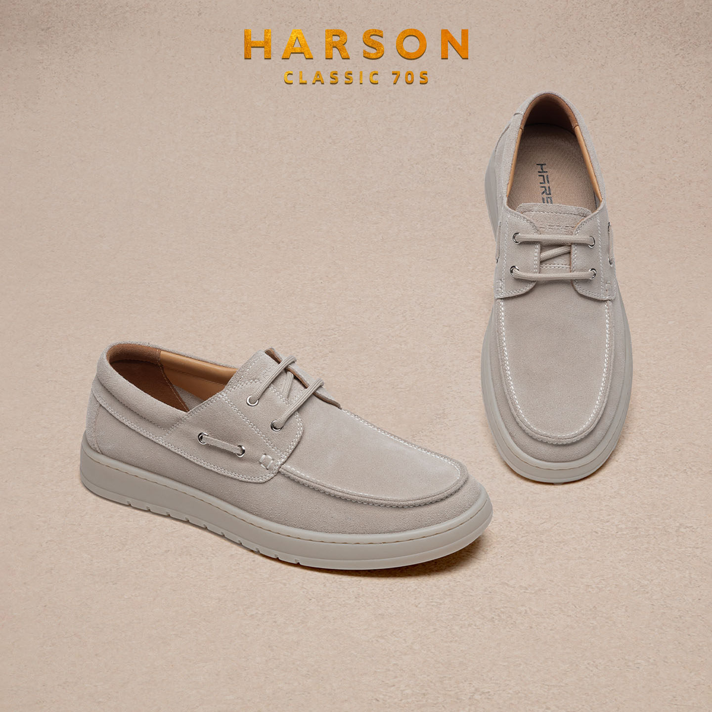 哈森男鞋夏季透气薄款休闲鞋老钱风袋鼠鞋低帮通勤真皮反绒皮鞋男