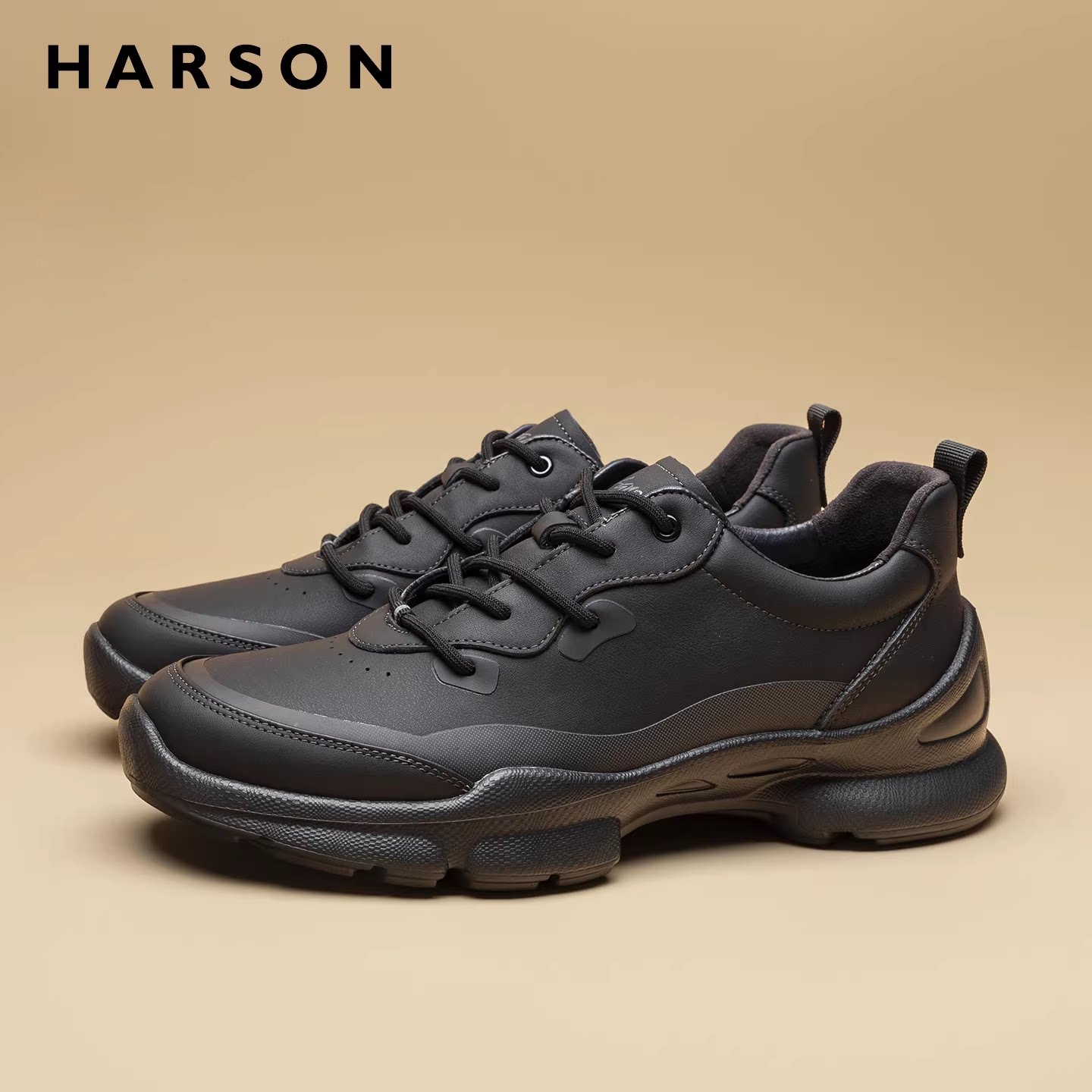 哈森鞋子男鞋春季真皮商务休闲皮鞋男士公务鞋舒适软底真皮运动鞋