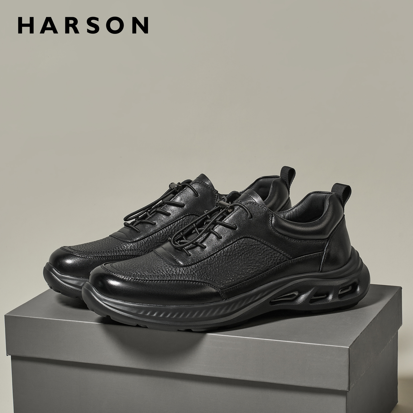 哈森男鞋新款真皮运动鞋
