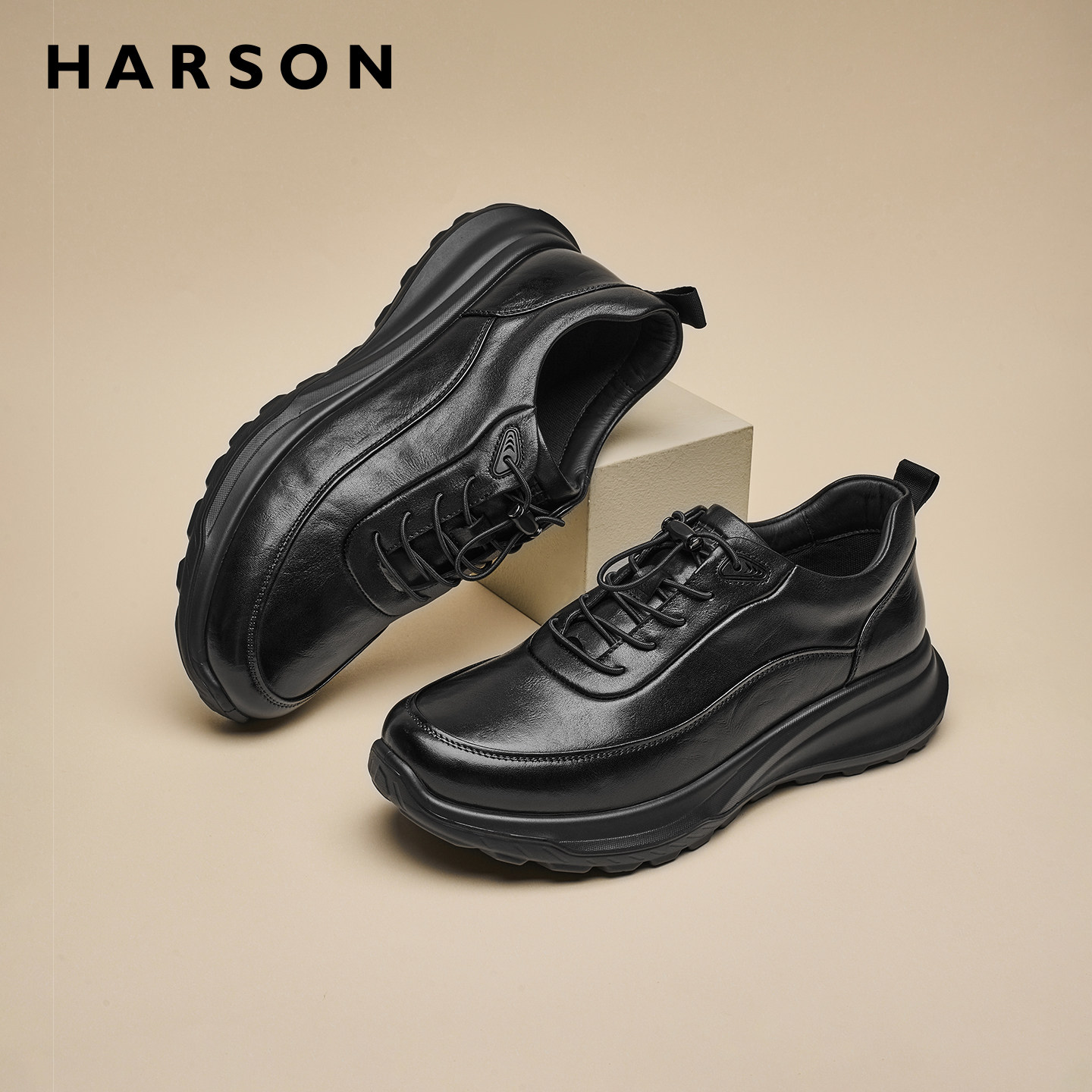 哈森鞋子男鞋秋季黑武士男士