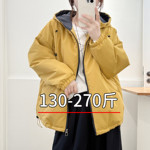 300大码棉服女200斤胖mm冬季宽松显瘦小个子连帽棉衣保暖加厚外套