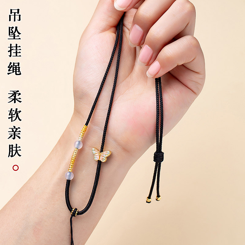 女士项链挂绳玉佩吊坠挂件绳金锁编织绳高端吊坠绳子黄金玉佩佛头