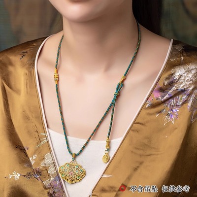 黄金挂件绳千里江山配色多挂高货绳手工编织玉绳子吊坠挂绳翡翠
