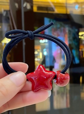 发圈儿童安克拉红色过年头饰高弹力耐用高马尾皮套小女孩扎头发绳