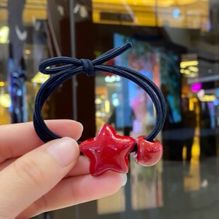 发圈儿童安克拉红色过年头饰高弹力耐用高马尾皮套小女孩扎头发绳