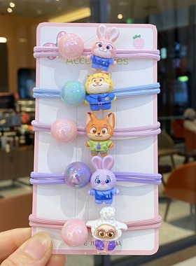 扎头发绳小女孩可爱疯狂动物城皮筋高弹力皮套儿童绑马尾头花发圈