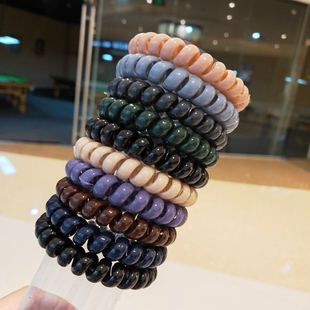 电话线头绳女韩国简约百搭橡皮筋耐用发圈皮套彩色弹力好扎头发绳
