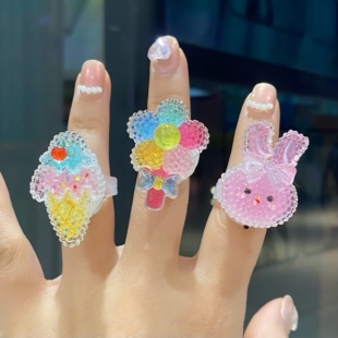 闪光戒指儿童小女孩砂糖卡通有灯亮光小礼物可爱公主塑料饰品指环