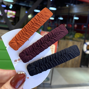 BB夹边夹少女褶皱布艺碎发夹子日韩头饰简约百搭发卡儿童刘海发夹