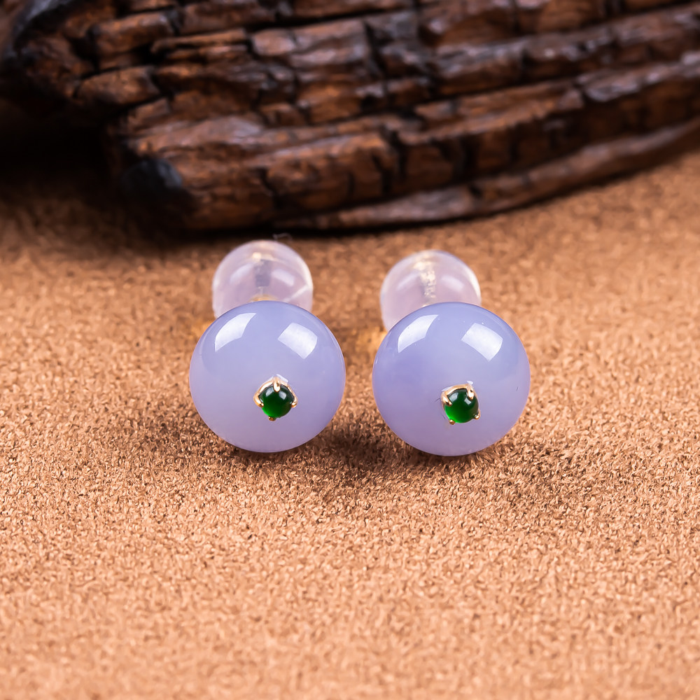 缅甸翡翠耳钉冰润紫罗兰平安扣一对18k金镶嵌款天然A货,珠宝/钻石/翡翠,耳饰,淘宝优惠券,粉丝福利购,淘宝优惠卷