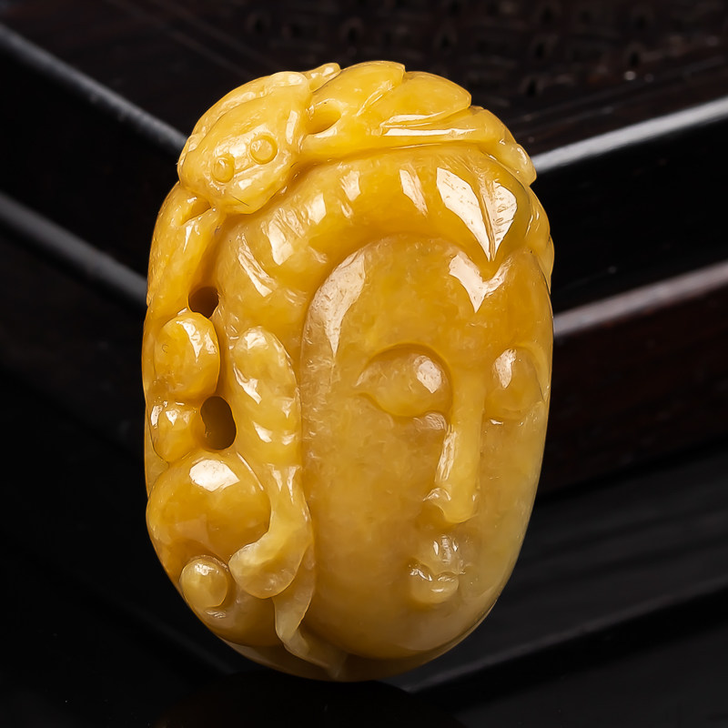 天然a货翡翠冰润黄翡观音吊坠缅甸正品菩萨挂件