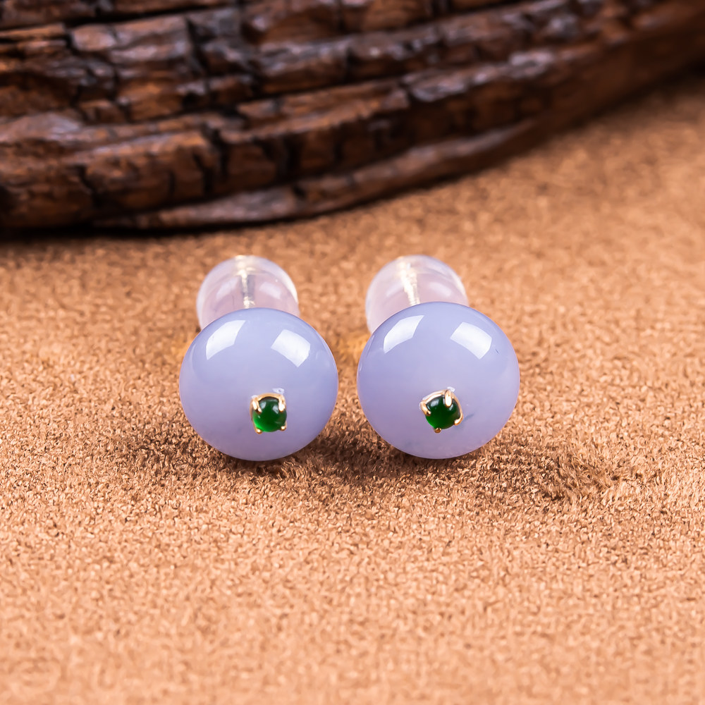缅甸翡翠耳钉冰润紫罗兰平安扣一对18k金镶嵌款天然A货,珠宝/钻石/翡翠,耳饰,淘宝优惠券,粉丝福利购,淘宝优惠卷