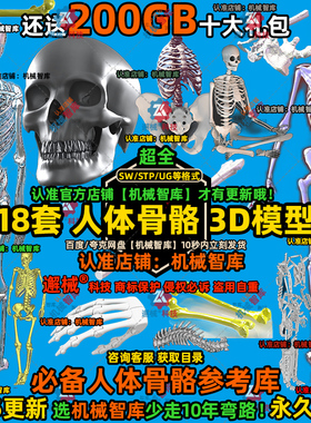 人体骨骼模型SW手全身骨骼MAYA图纸Rhino病人体结构解剖3D建模STP