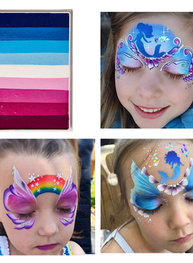 蓝紫色儿童面部彩绘膏拼色铺色盘