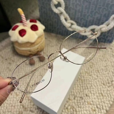 邦沐九万字同款超轻金丝椭圆形镜框女927T复古钛架配近视眼镜