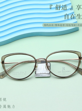 批发35216 超轻时尚钛胶结合猫眼大框眼镜  超弹镜腿IP电镀