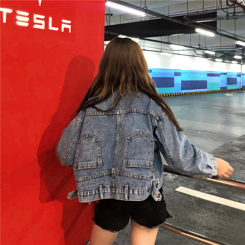 乡丫头女装2018新款韩版后背百搭宽松显瘦蝙蝠袖上衣牛仔外套女