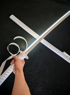 充电发光刀光剑袖白雪白死神木刀拔刀剑竹刀花抖音武士刃白色木刀