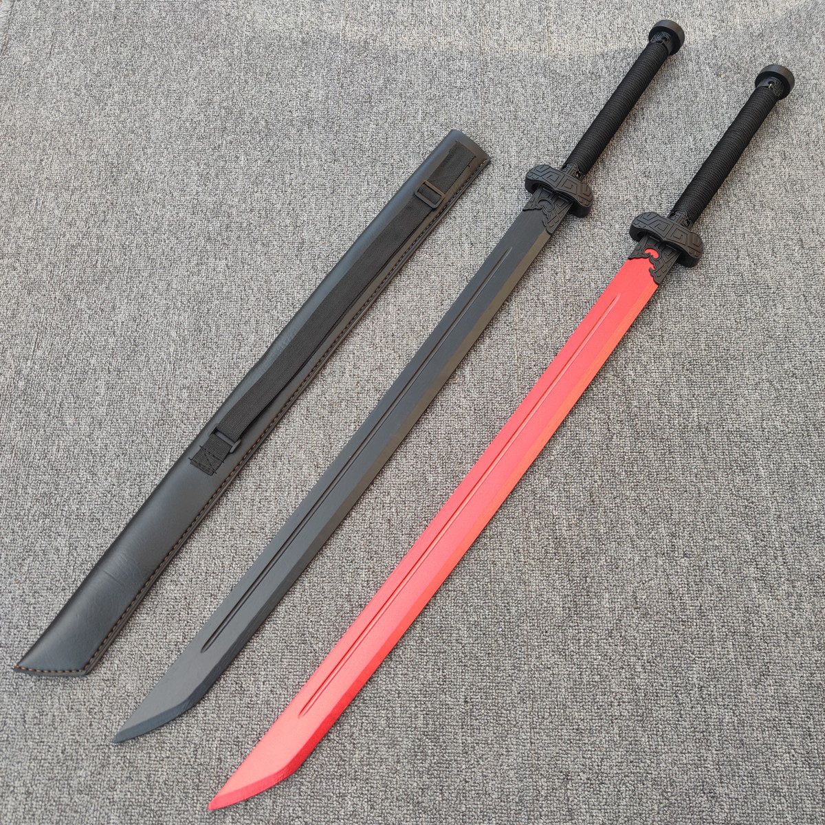 竹木质汉剑唐横刀绣春刀黑金古刀木刀带鞘儿童玩具木剑拔刀剑道具