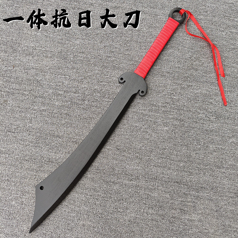 红军大刀一体竹木红缨大刀话剧舞台表演拍摄道具儿童玩具未开刃