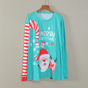 T恤女宽松休闲显瘦上衣韩版 圣诞印花长袖 简约流行潮 新品 2026春季