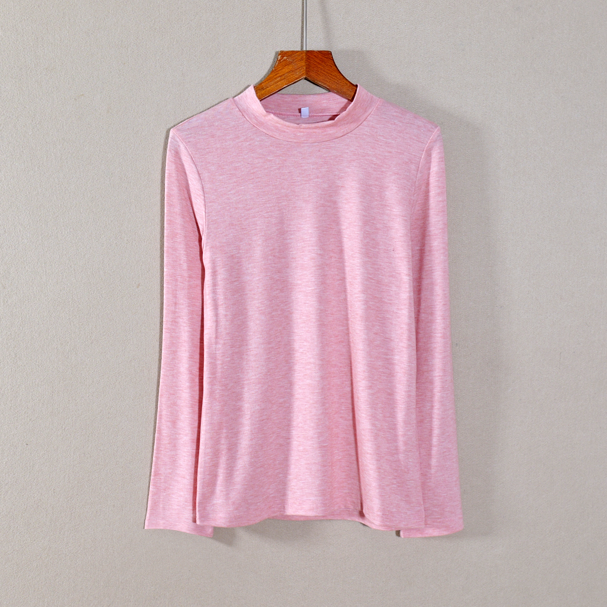 2025年秋季新款女装修身显瘦百搭长袖休闲风立领纯色T恤衫打底衫