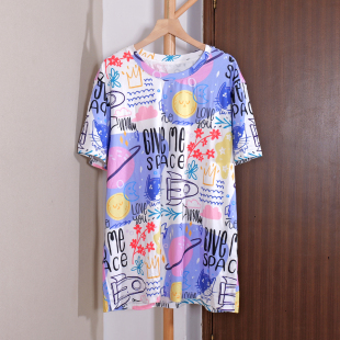 印花宽松短袖 女款 显瘦百搭休闲风T恤衫 韩版 潮 2025年秋装 时尚 新品